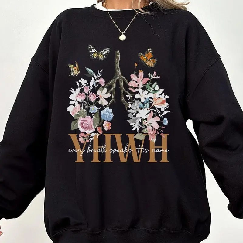 YHWH Shirt Yahweh Shirt Floral Christian Shirt Floral Lungs Flower Lungs Christian Shirt YHWH Breathe Faith Shirt Bible Verse Shirt