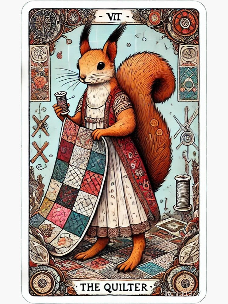 The Quilter Squirrel Quilting Tarot Card by litchick1977