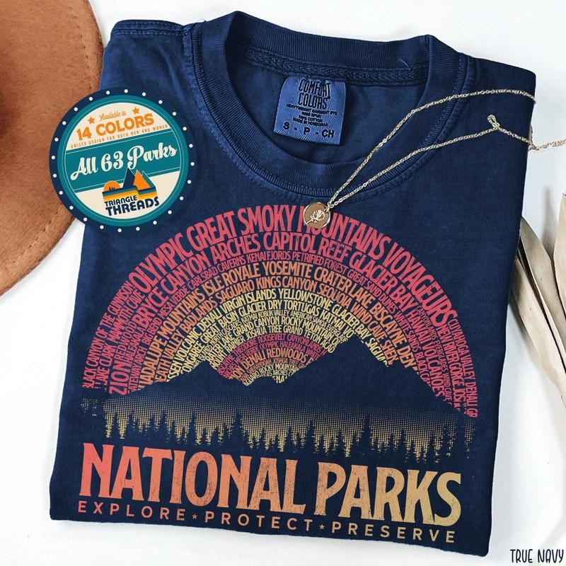 Comfort Color Vintage National Parks Shirt US National Park National Park Camping Mountain Hiking Shirt Park Outdoor Lover Adventure Shirt