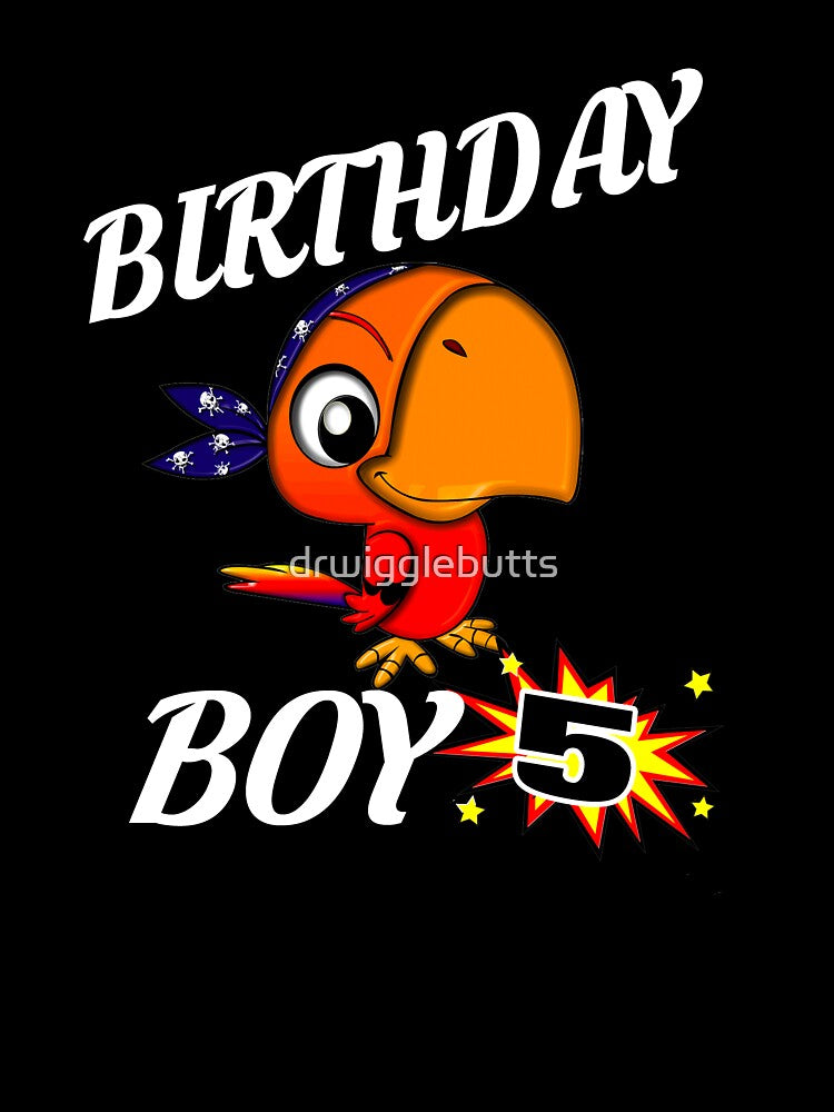 5 Years Old Birthday Design Pirate Bird GifDesign by drwigglebutts