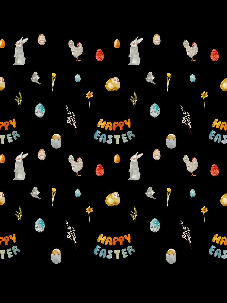 Happy Easter title rabbit cute watercolor pattern violet by Yana Mustafina | Boho Soulful Designs