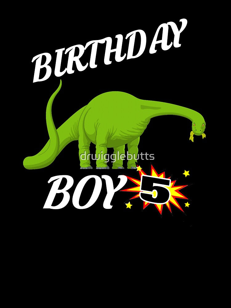 5 Years Old Birthday Design Brontasaurus GifDesign by drwigglebutts