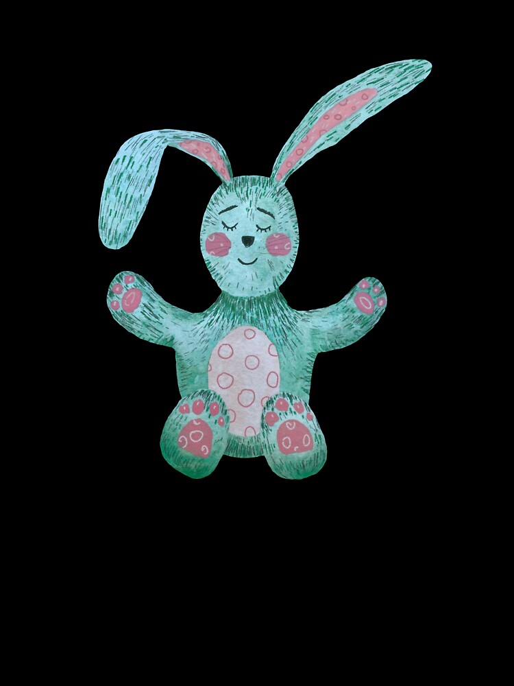 Rabbit blue textured cute a watercolor sketch black by Yana Mustafina | Boho Soulful Designs