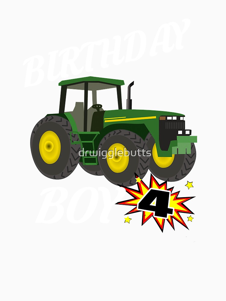 4 Years Old Birthday Design Green Tractor GifDesign by drwigglebutts