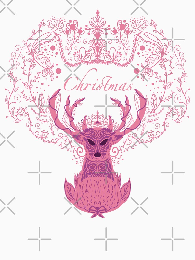 Pink Christmas deer by Xatutik.art