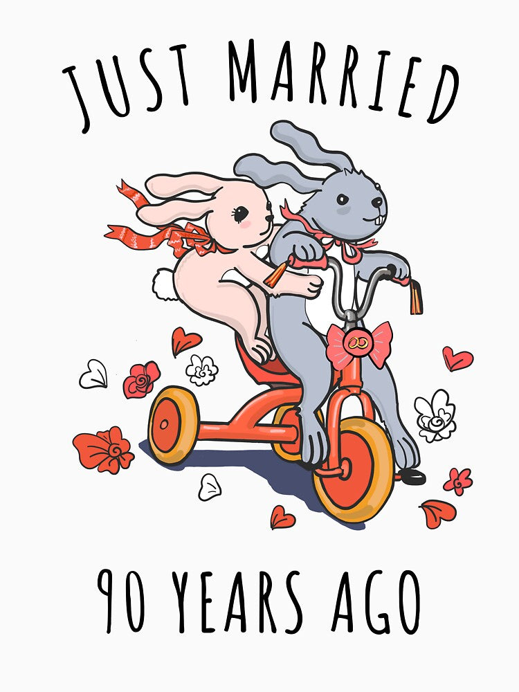 Just Married 90 Years Ago - 90th Anniversary Couple Bunnies Tee, Phone Cases And Other Gifts by MemWear