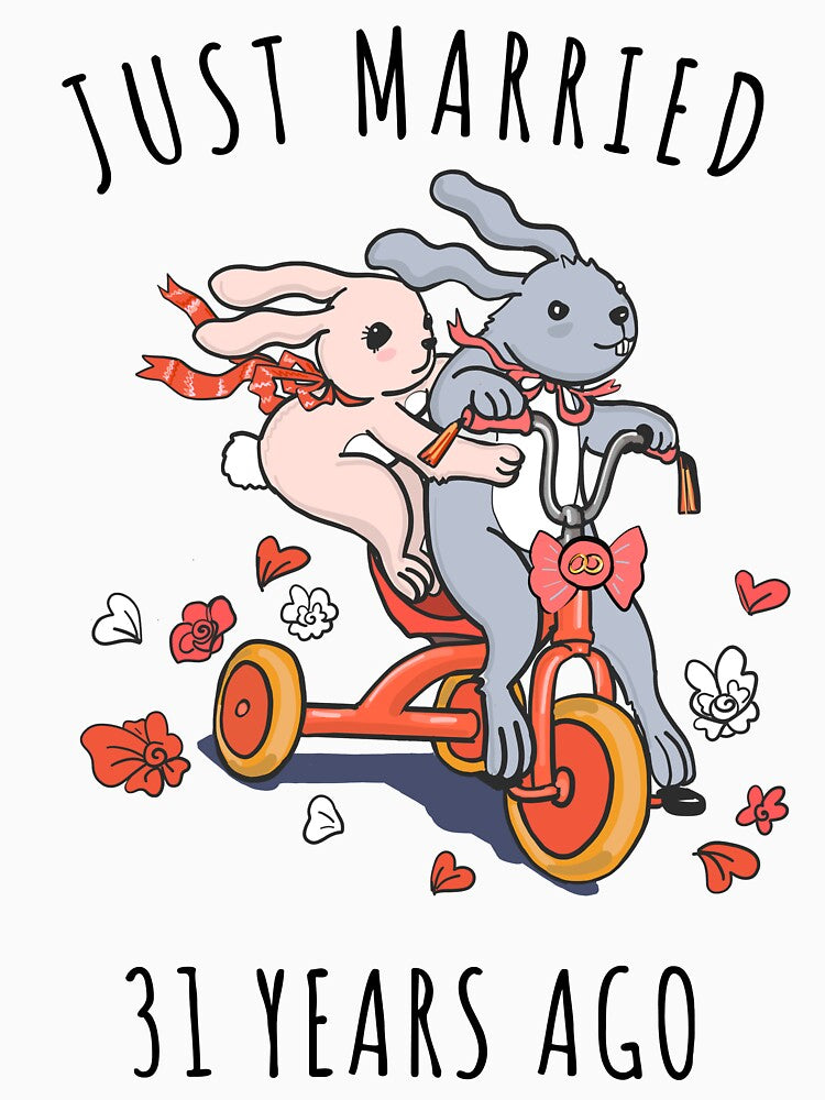 Just Married 31 Years Ago - 31st Anniversary Couple Bunnies Tee, Phone Cases And Other Gifts by MemWear
