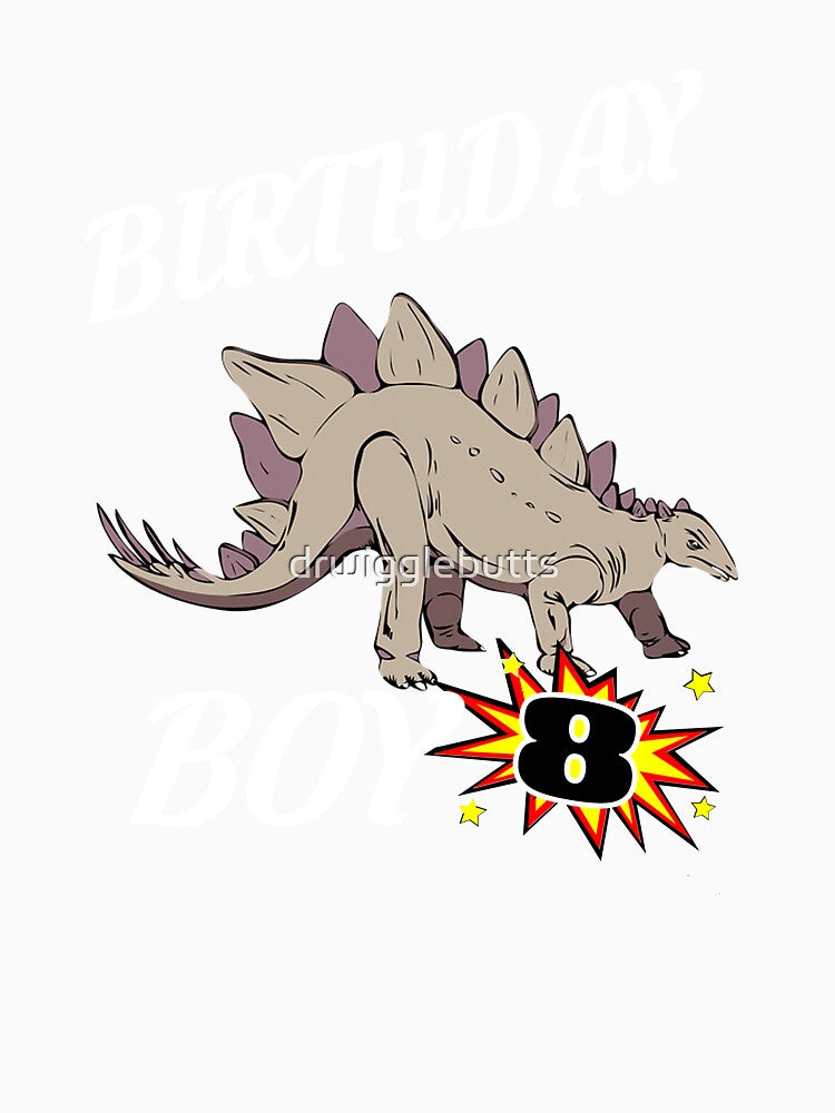 8 Years Old Birthday Design Dinosaur GifDesign by drwigglebutts