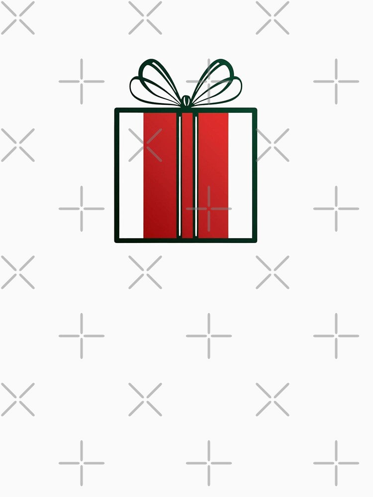 Minimalist Red and Green Gift Box Outline with Ribbon Holiday Design by gk-creations