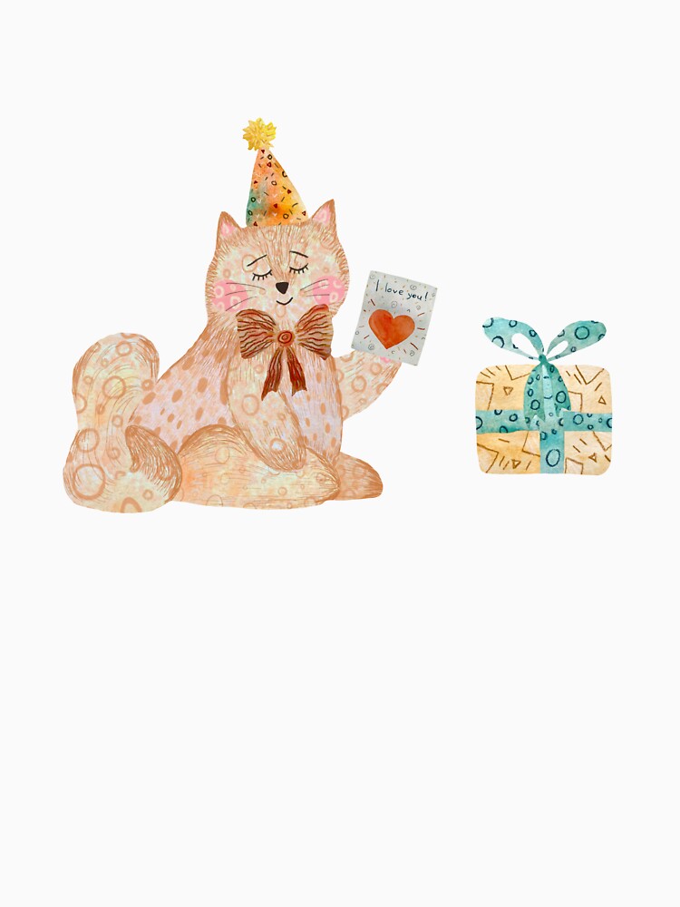 Cat toy card love gift textured watercolor by Yana Mustafina | Boho Soulful Designs