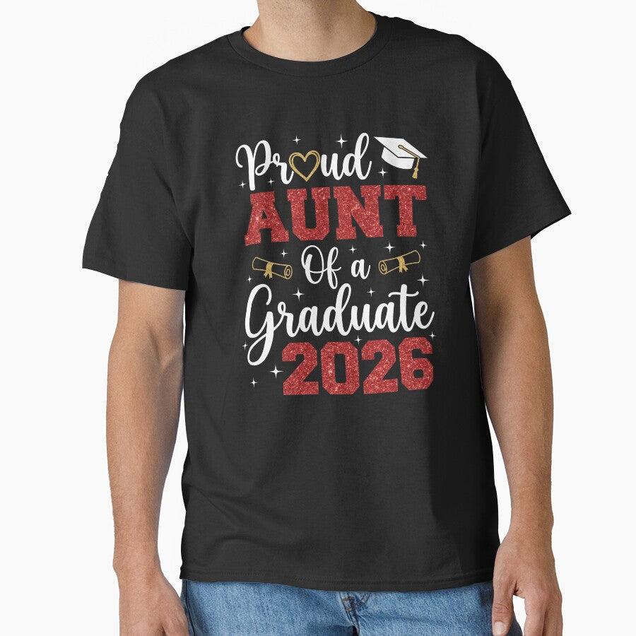 Proud Aunt Of A 2026 Graduate Red Glitter by TeNovaStudio
