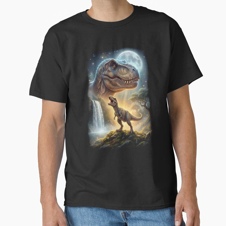T Rex Dinosaur Howling Moon Art Animal Lover by DoodleTortle