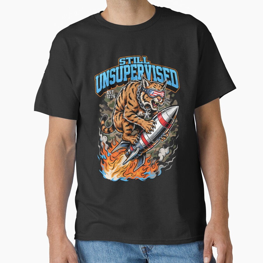 Still Unsupervised Patriotic Tiger Rocket Camo Tee v1 by DarylWelsh2024