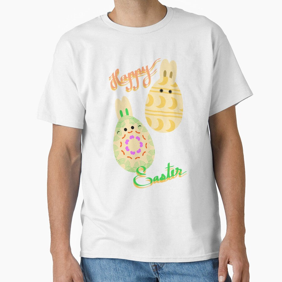 Happy Easter Bunny Eggs - Cute Kawaii Drawing by MigWhimsy