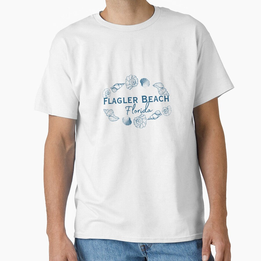 Flagler Beach Florida Seashell Circle Shirt | Coastal Beach Souvenir Tee | Ocean-Inspired Florida Apparel by DonnaRaine