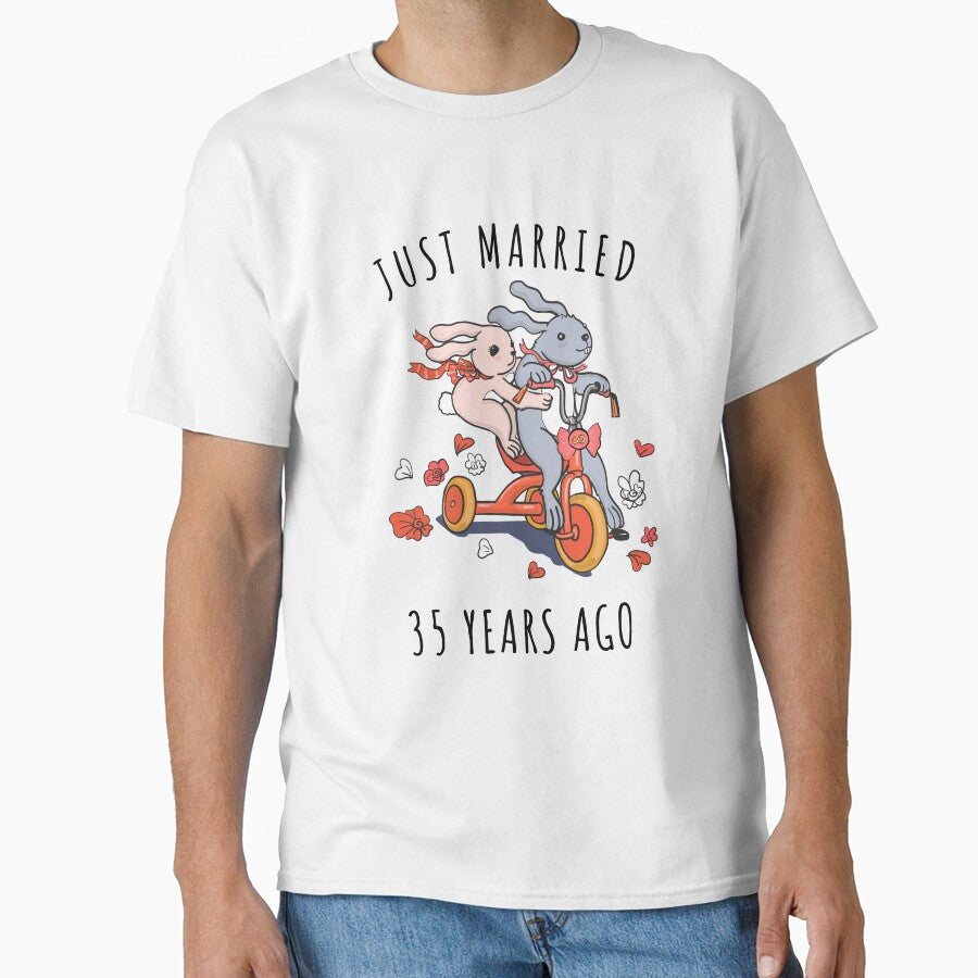 Just Married 35 Years Ago - 35th Anniversary Couple Bunnies Tee, Phone Cases And Other Gifts by MemWear