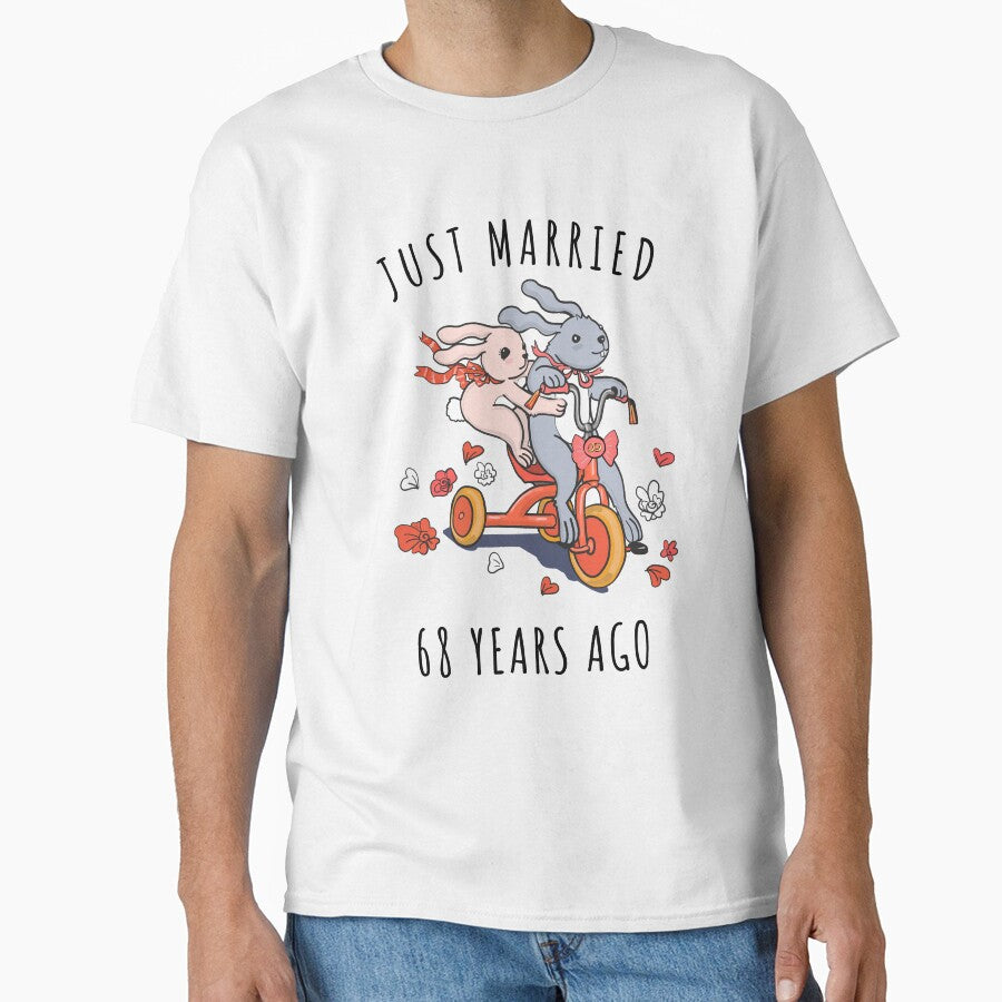 Just Married 68 Years Ago - 68th Anniversary Couple Bunnies Tee, Phone Cases And Other Gifts by MemWear