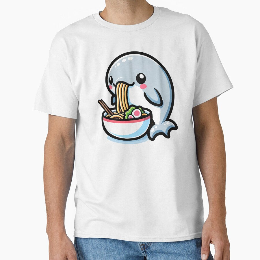 Kawaii Cute Blue Whale Eating Ramen by PeelZinc