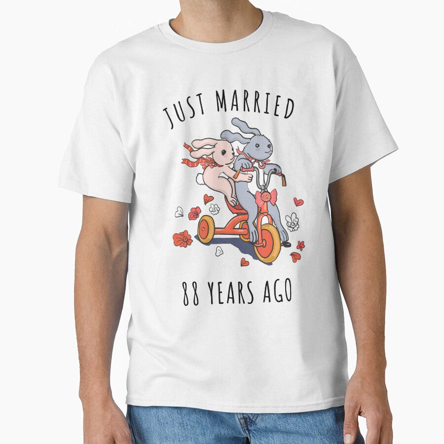 Just Married 88 Years Ago - 88th Anniversary Couple Bunnies Tee, Phone Cases And Other Gifts by MemWear