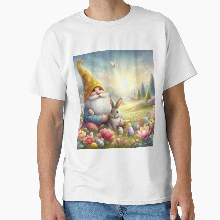 gnome with yellow hat and bunny happy fantasy easter landscape by Expressions-Sel