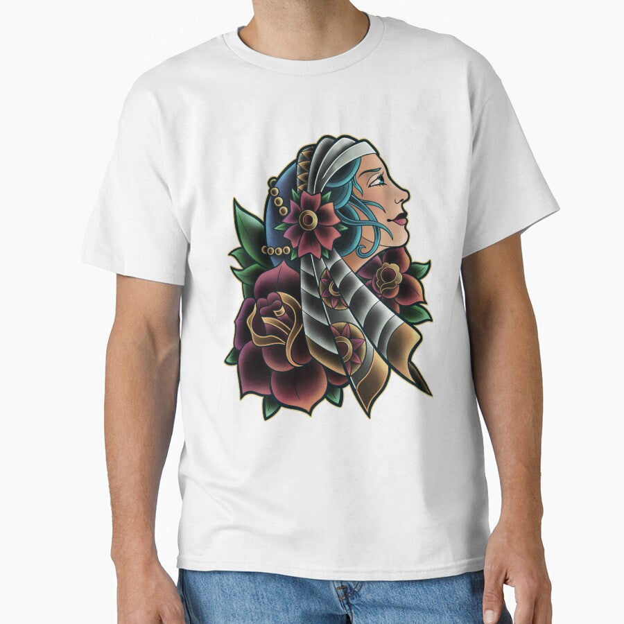 Woman Face T-shirt by Invoked-ink