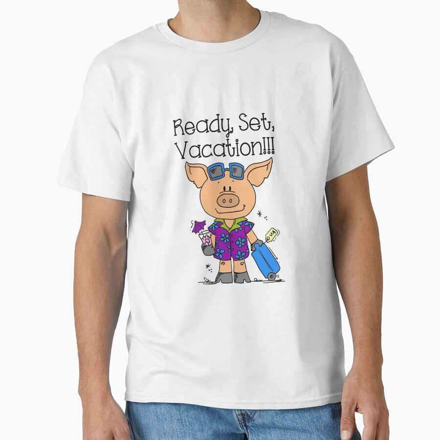 Funny Pig Ready Set Vacation by peacockcards
