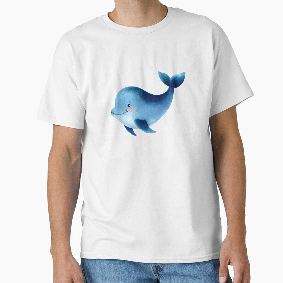 Illustration of a beautiful blue whale in watercolor style by OlhaBondarenko