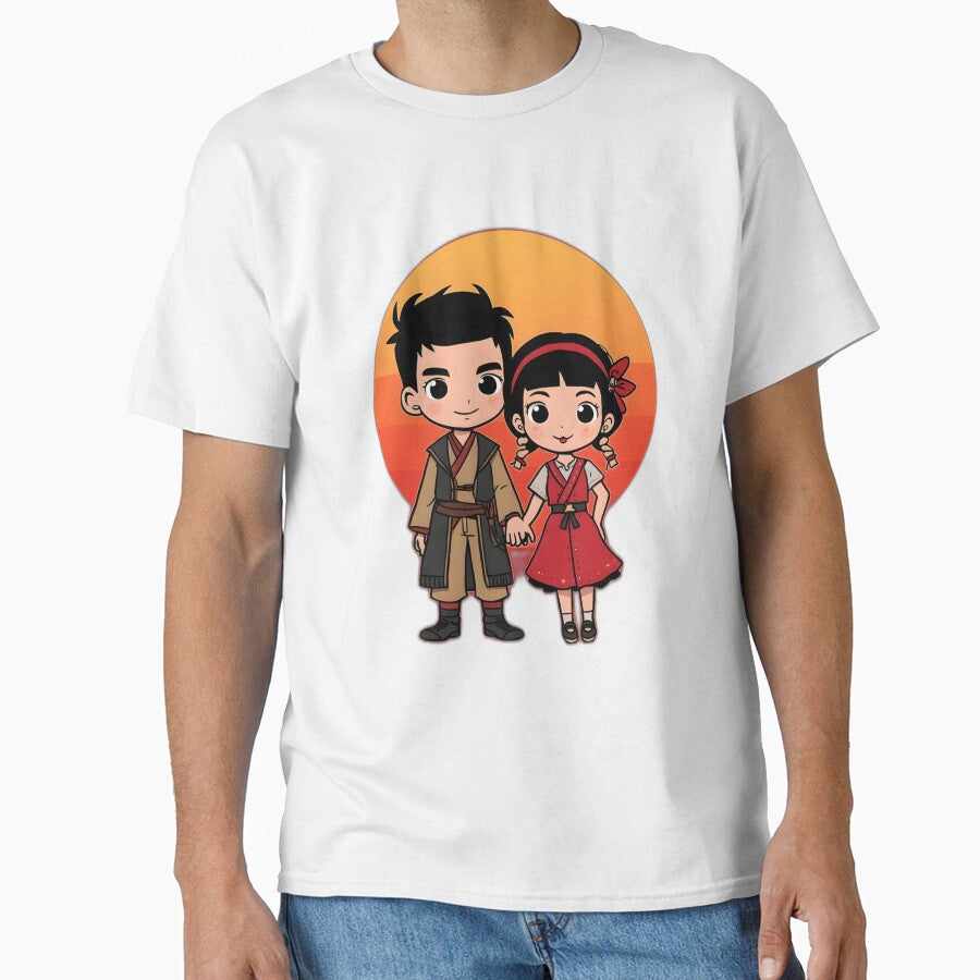 Cute Chibi Couple Holding Hands Sticker | Kawaii Romantic Cartoon Love Design by dreamz-world
