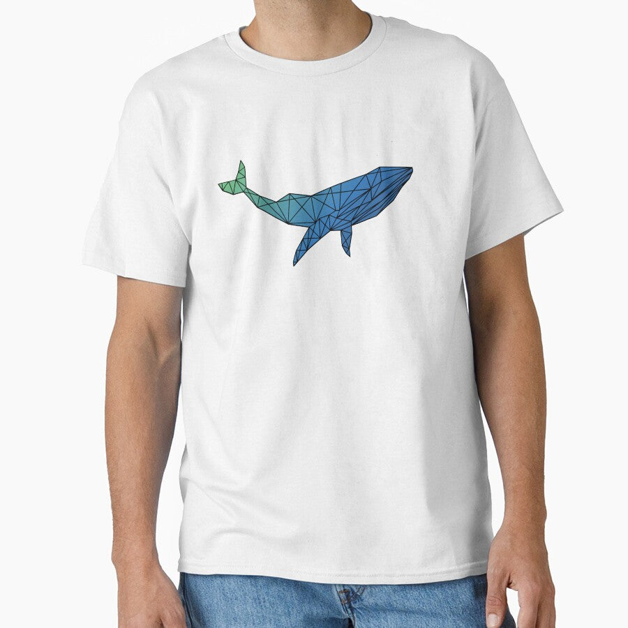 Gradient Blue Geometric Whale by zibziby