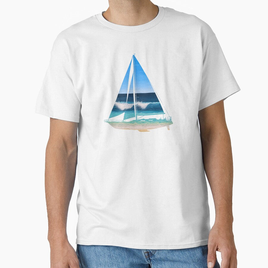 beach painting on sailboat silhouette by Seyahshop