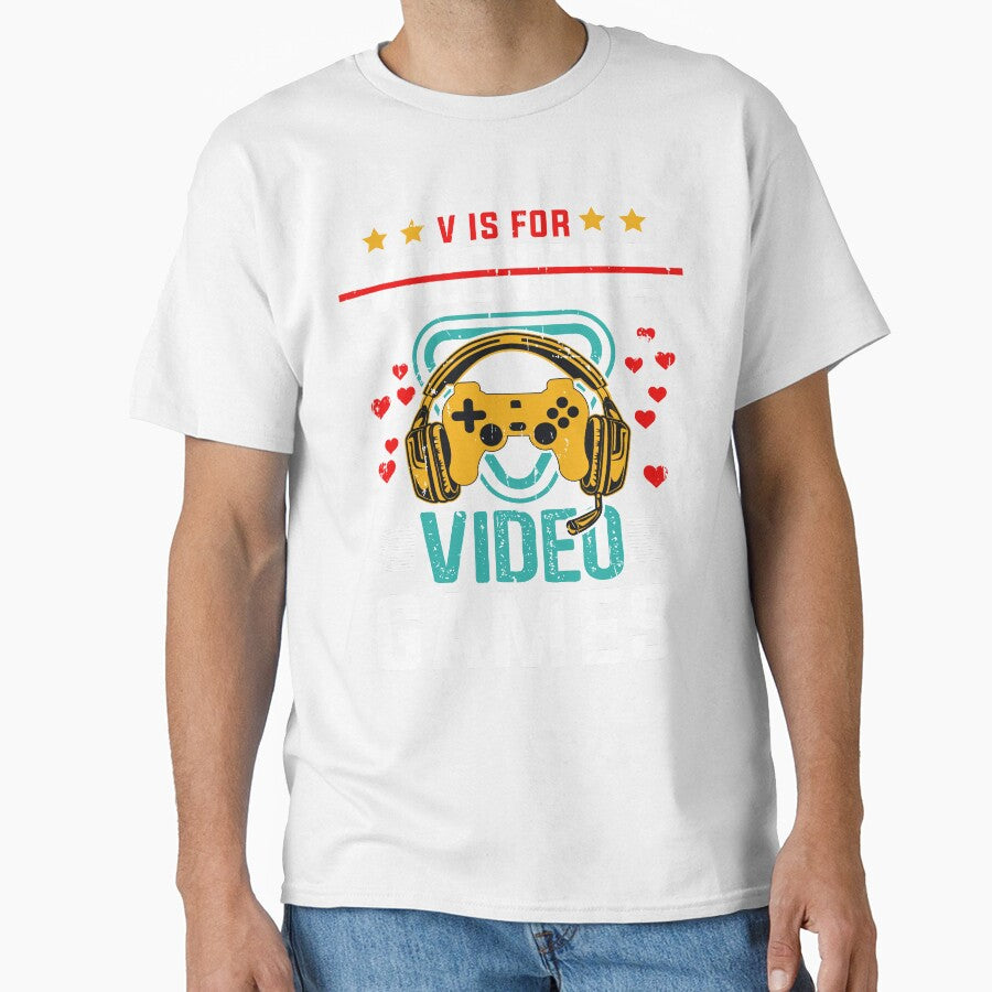 V Is For Video Games Funny Valentines Day Gamer by mohalaz