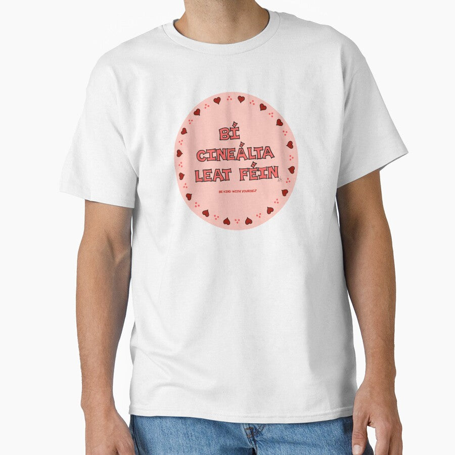 Be Kind With Yourself (as Gaeilge / in Irish) Pink Circle by BrokenIrish