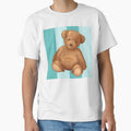 Teddy bear on teal stripe by OhNoNotAgain42