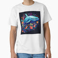Colorful humpback whale floral print by dcrc