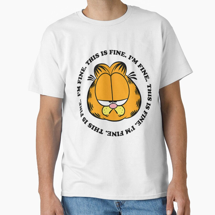 Garfield Im Fine This Is Fine Funny Sarcastic Meme Quote by nandafittjex