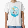 Cute Beluga Whale Swimming Cartoon Illustration by kuremureDesign