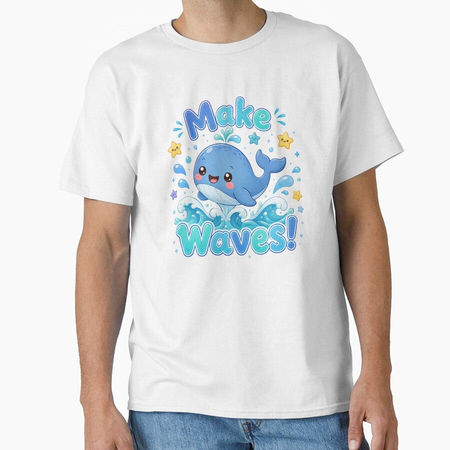 Make Waves Cute Baby Whale Ocean Stars Kawaii Design by Sharlo Shop