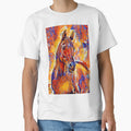 Curious Arabian horse - colorful blue, red and orange digital painting by NickoPrints