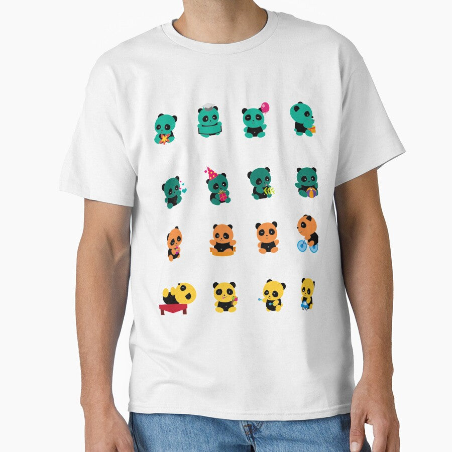 colored cute pandas pack funny gift by yakibo