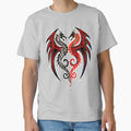 Tribal Twin Dragons – Black & Red Symmetric Heart Art by VikArtStudio