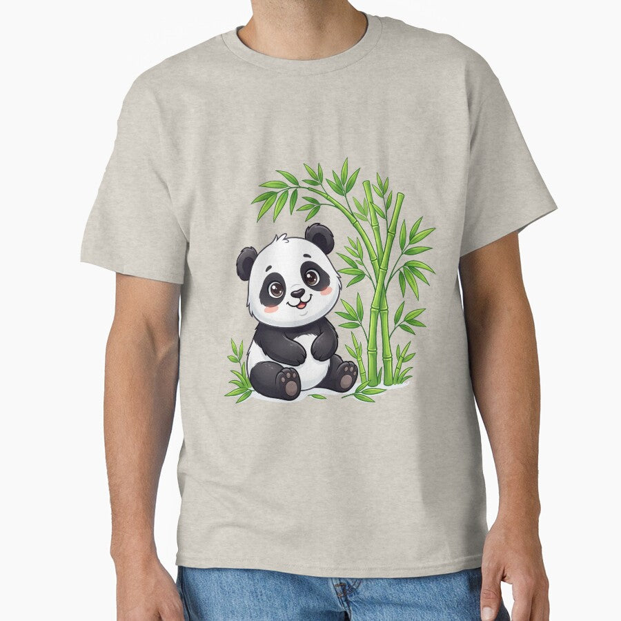 Cute Baby Panda with Bamboo – Kawaii Animal Illustration by TESHYS