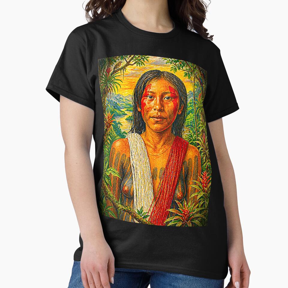 Tribal Portrait of a Kayapó Woman – Vibrant Color Amazonian Indigenous Art by KAYAPO