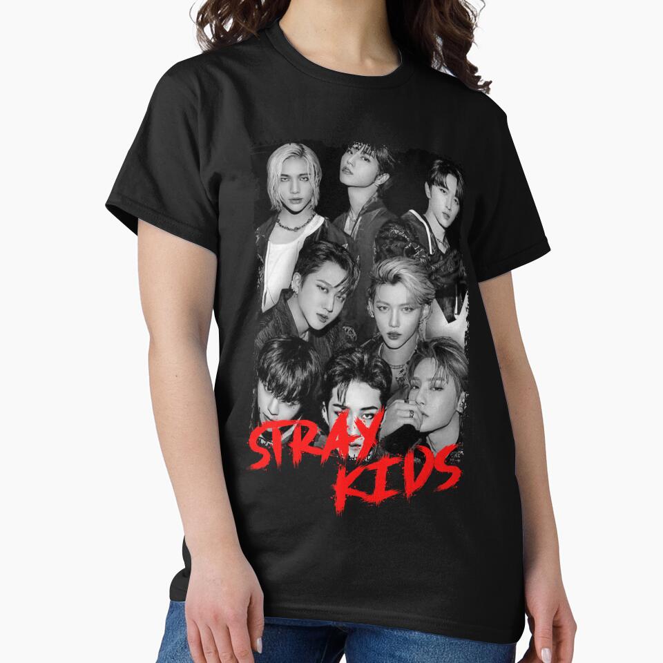 Stray Kids Kpop Group Members black and white Korean Kpop RGB Color Design by Piosenka Art