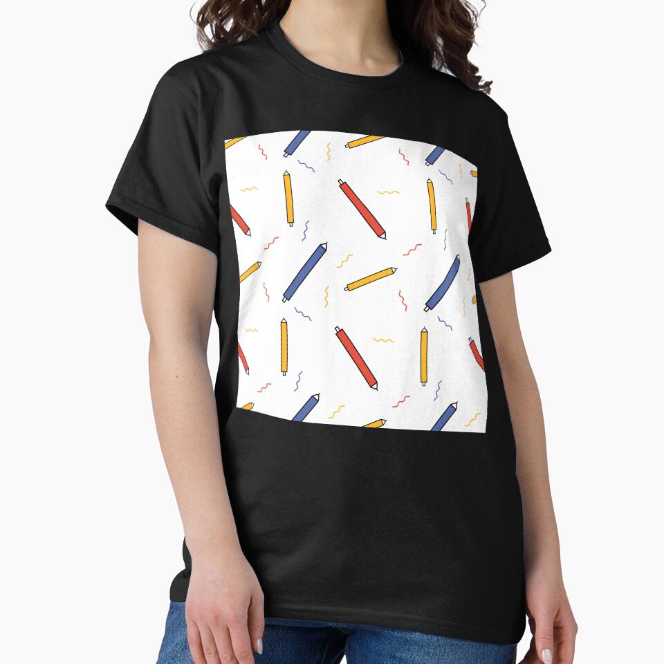 Minimalist Primary-Color Pencil Pattern – Fun Back-to-School Kids Clothing Design by FestivityFinds