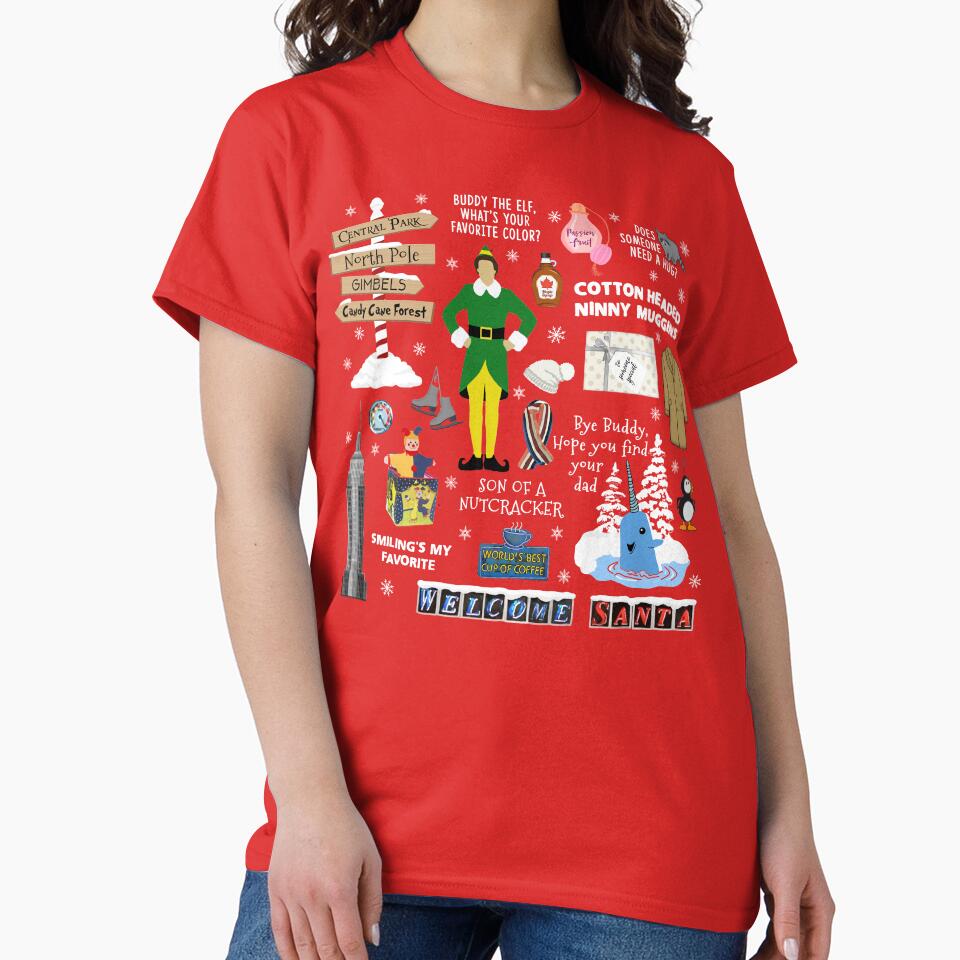 Buddy the Elf collage, Red background by birchandbark