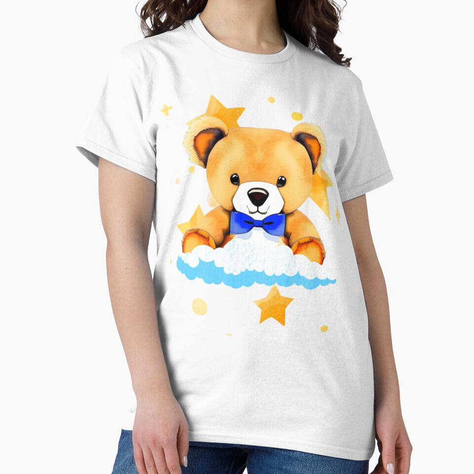 Teddy Bear on a Cloud and Stars by BoomBoomBaby
