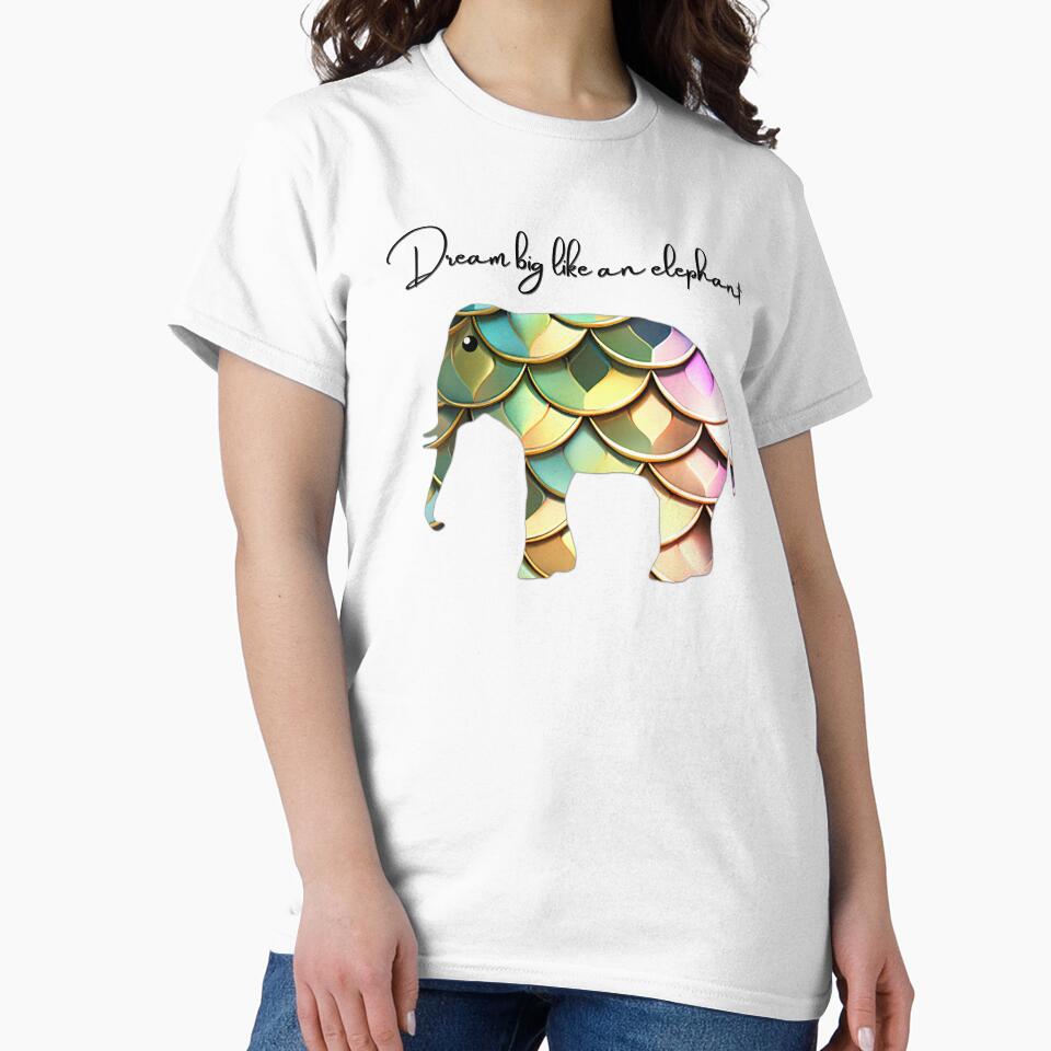 Dream Big Like an Elephant Saying. Elephant In Dragon Scales Pinks, Greens & Gold by Hanlar