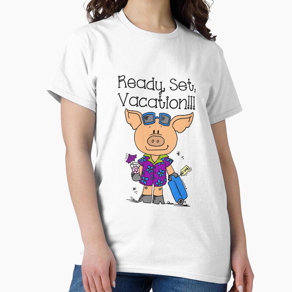 Funny Pig Ready Set Vacation by peacockcards