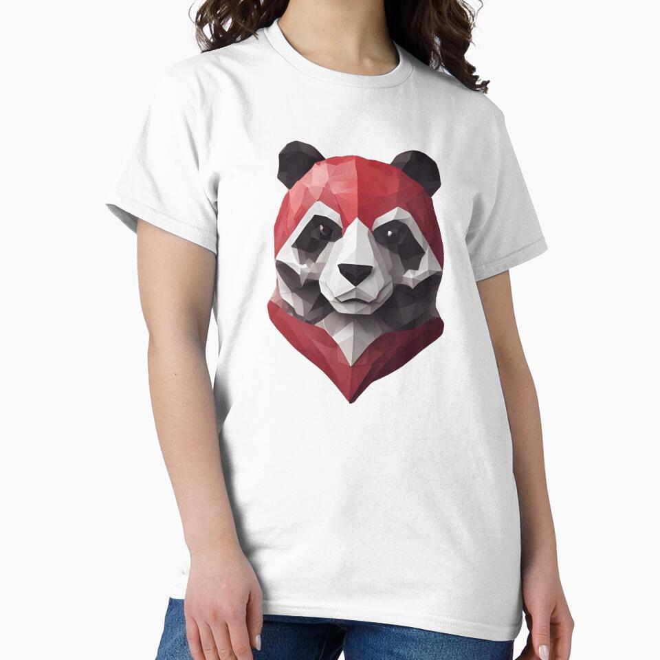 Red Geometric Panda Art by pUNKnown