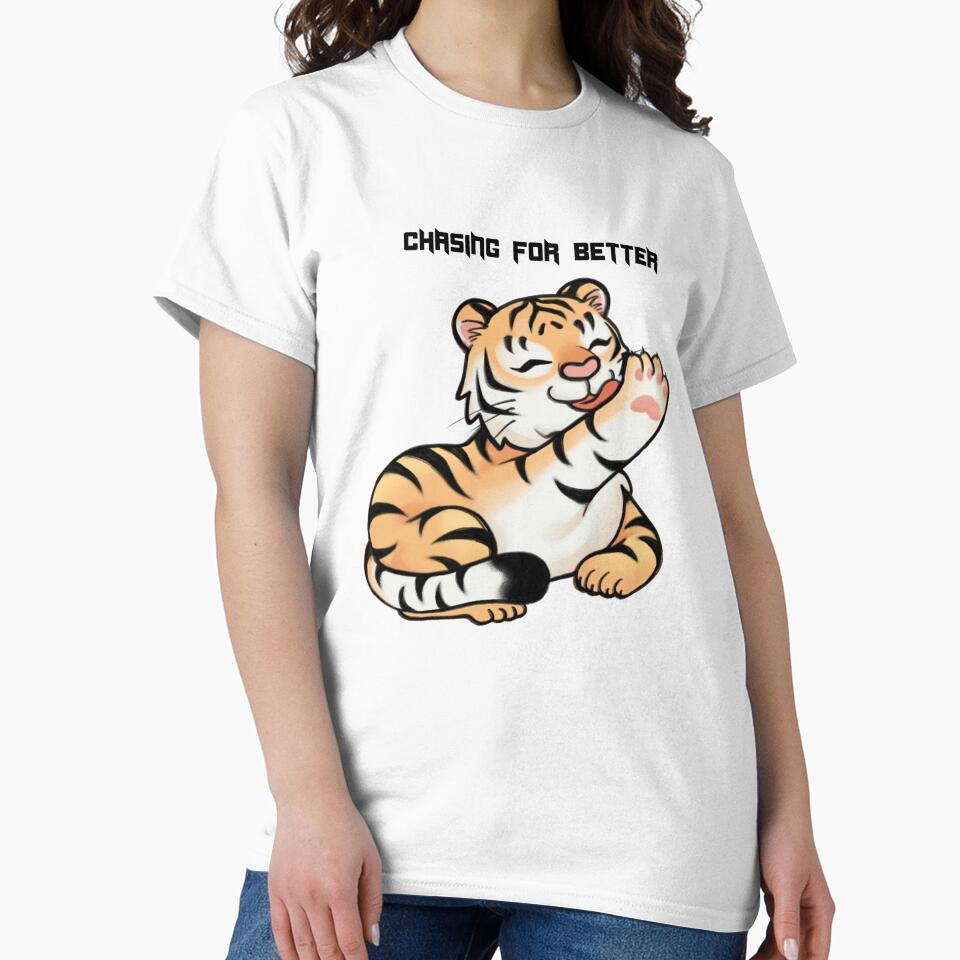 Cute Tiger Cub Chasing For Better Motivational Animal Art by ViniSArunStudio